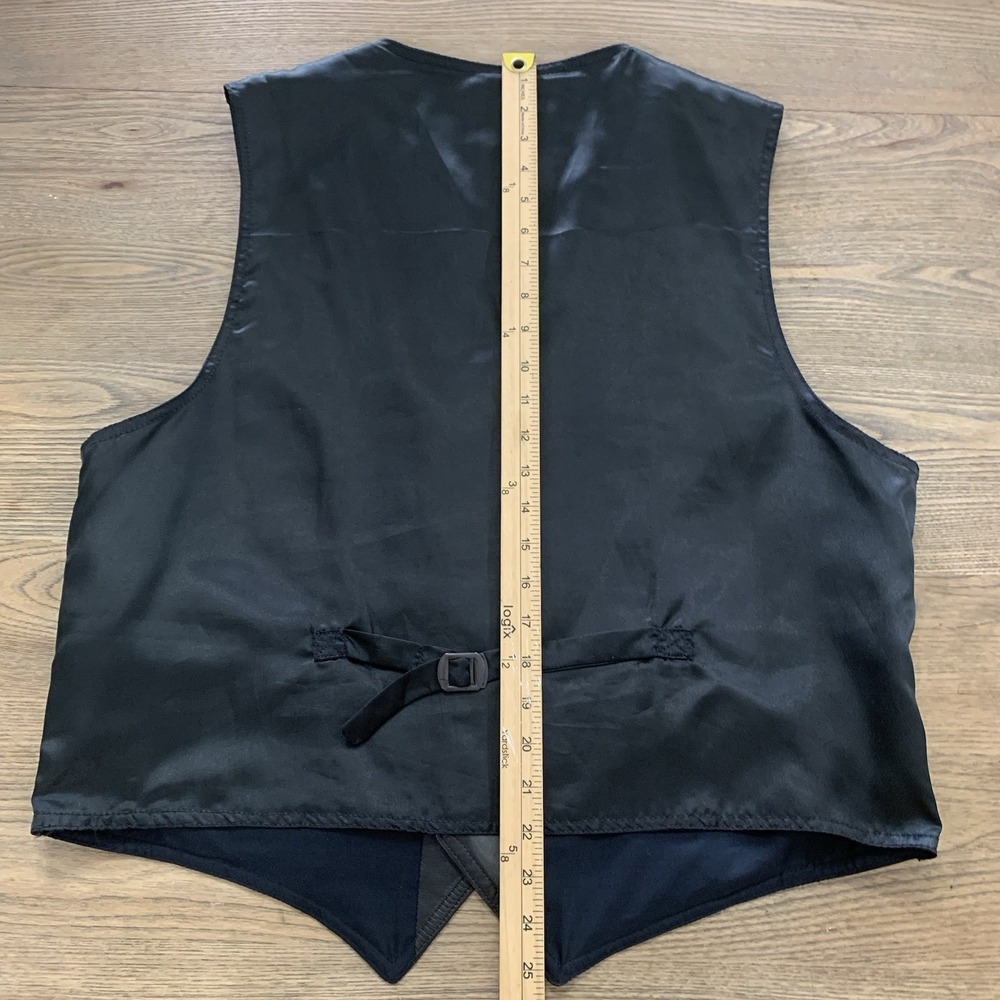 Vintage Pelle Sport Wyoming Leather Biker Vest Mens L Black Snap Up Waistcoat - Picture 7 of 8
